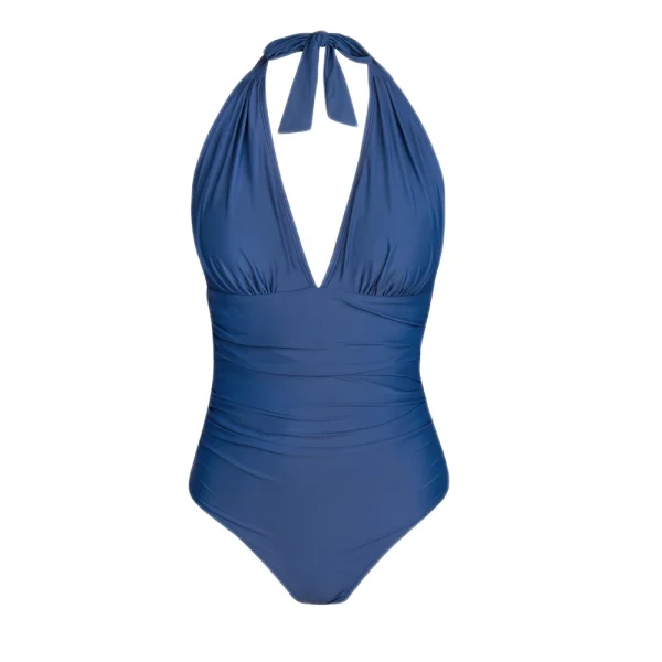 maillot de bain gainant bleu à nouer derrière