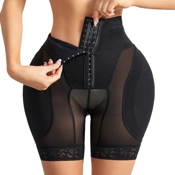 short gainant taille rehausseur de hanches transparent noir