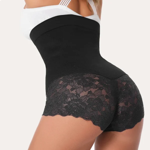 culotte gainante taille haute en dentelle noire